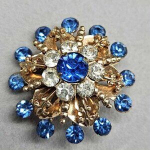 Jewel Encrusted Gold Tone Brooch 50's Era